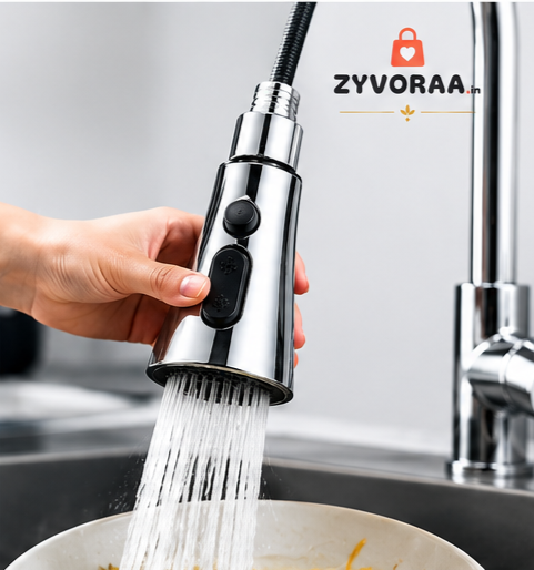 360° kitchen faucet sprayer | 3 water flow mode chrome finish