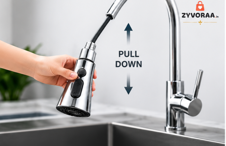 360° kitchen faucet sprayer | 3 water flow mode chrome finish