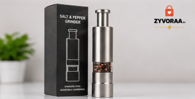 Premium Stainless Steel Salt & Pepper Grinder | Adjustable Ceramic Manual Spice Mill